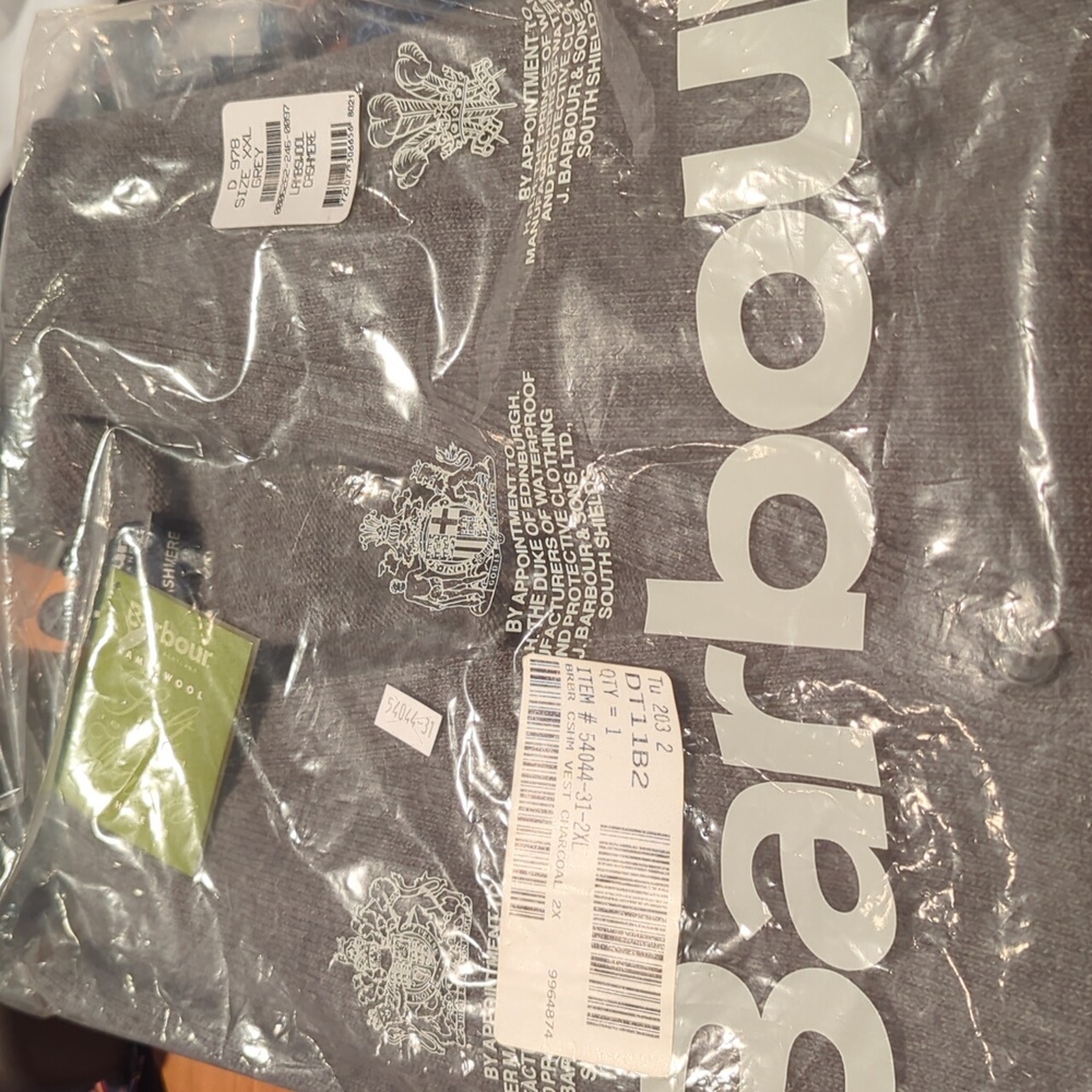 Barbour Grey Cashmere Sweater Vest Button Up XXL NWT Great Gift!